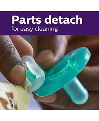 Philips Avent Soothie Snuggle, 0m+ Elephant + Soothie Green 4 Pack