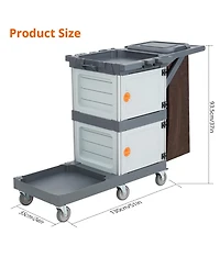 gaomon Commercial Janitorial Cart with Cabinet, 3-ply Multi-Purpose Engineered Plastic Housekeeping Car