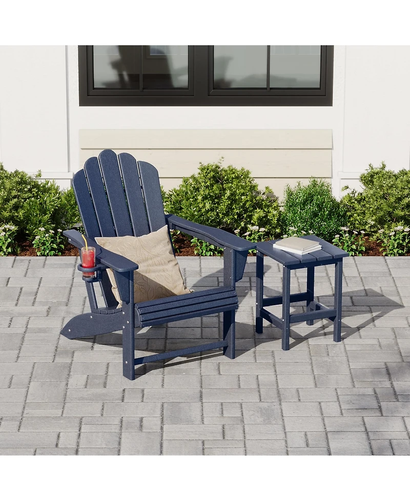 WestinTrends Outdoor Patio Hdpe Adirondack Chair With Cup Holder and Table Set