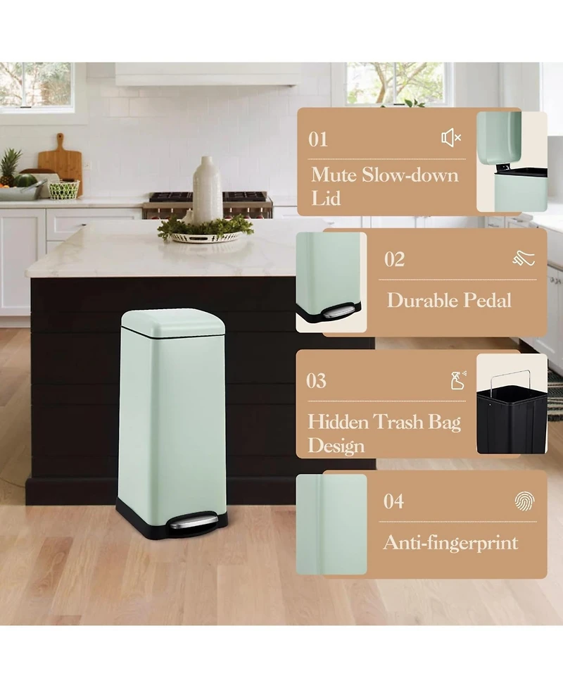 gaomon 8 Gallon (30L) Step Trash Can, Stainless Steel Bathroom Garbage Can