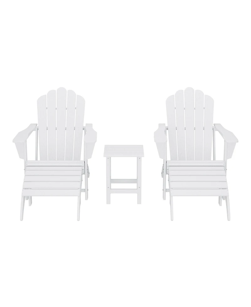 WestinTrends 5-Piece Adirondack Chair with Folding Ottoman and Table Set