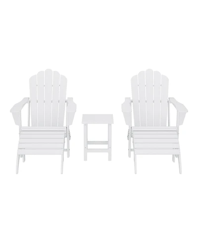 WestinTrends 5-Piece Adirondack Chair with Folding Ottoman and Table Set