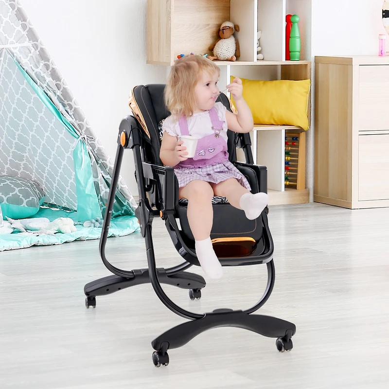 Gouun Folding Baby High Chair with Adjustable Height and Recline