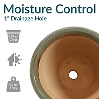 Studio Outdoor/Indoor High-Fired Glazed Uv- and Frost-Resistant Ceramic Planters with Drainage Holes