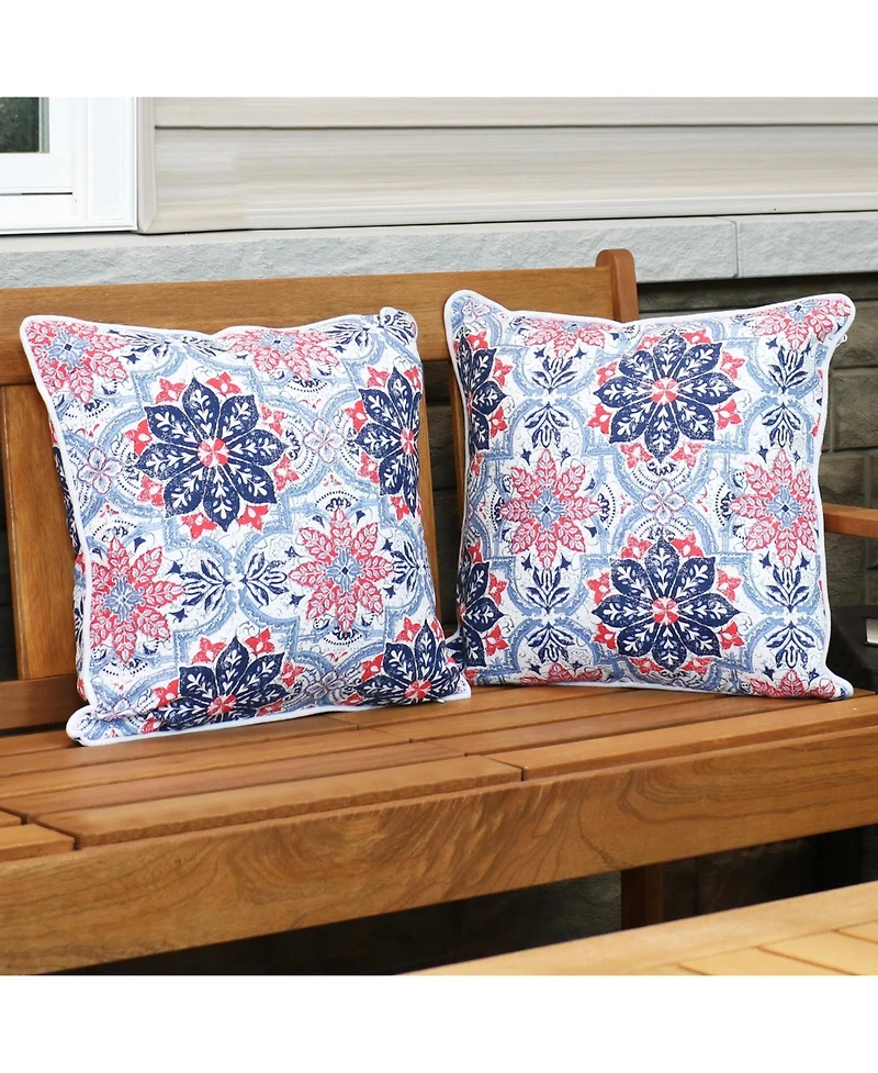 Indoor/Outdoor Square Accent Decorative Throw Pillows for Patio or Living Room Furniture - 16" 2pc