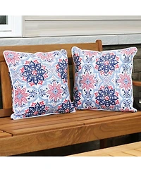 Indoor/Outdoor Square Accent Decorative Throw Pillows for Patio or Living Room Furniture - 16" 2pc