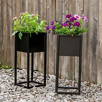 Modern Simplicity 8.25" Square Cold-Rolled Steel Outdoor Elevated Planter