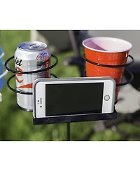 Outdoor Drink/Beverage Holder Stakes with Side Tray for Lawn, 2pk, Black and White