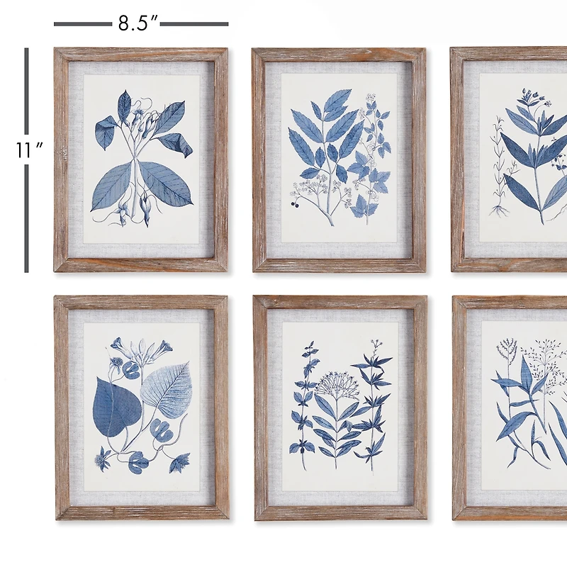 Blue Leaf Petite Prints Set of 6