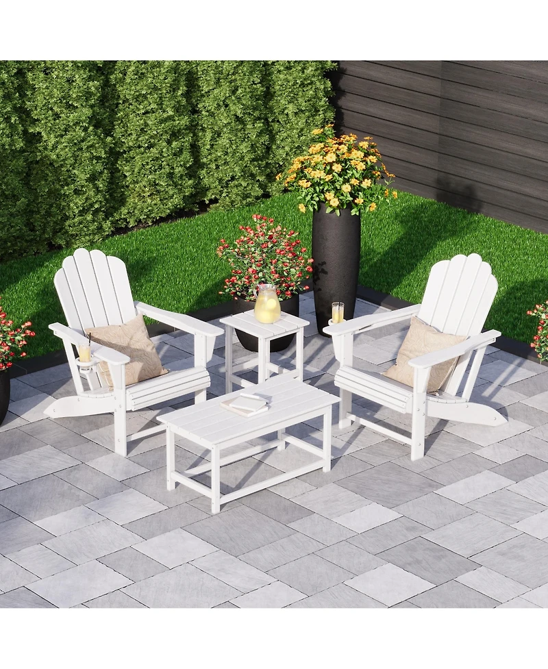 WestinTrends 4-Piece Adirondack Chairs with Cup Holders and Table Set