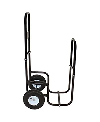 Indoor/Outdoor Steel Rolling Firewood Log Cart Carrier with Wheels - 1/8 Face Cord - Black