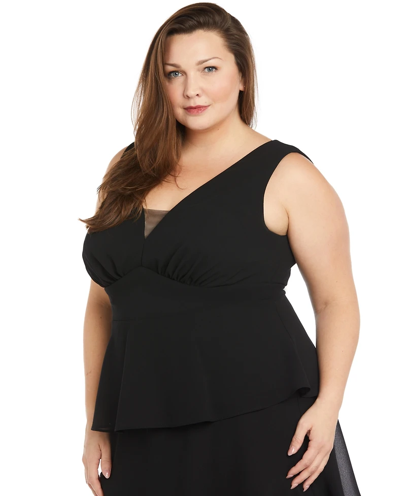 R & M Richards Plus Size Tiered High-Slit Sleeveless Dress