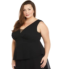 R & M Richards Plus Size Tiered High-Slit Sleeveless Dress