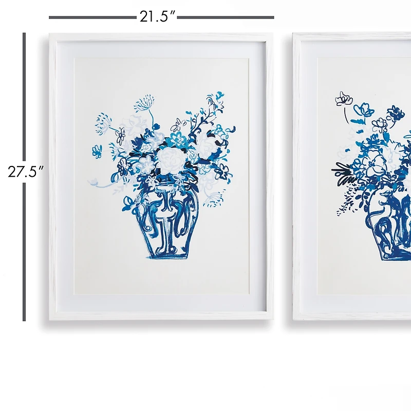 Matched Pair Floral Prints Set of 2