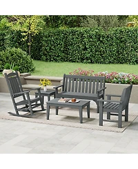 WestinTrends 5-Piece Hdpe Outdoor Patio Furniture Couch and Rocking Chair Set