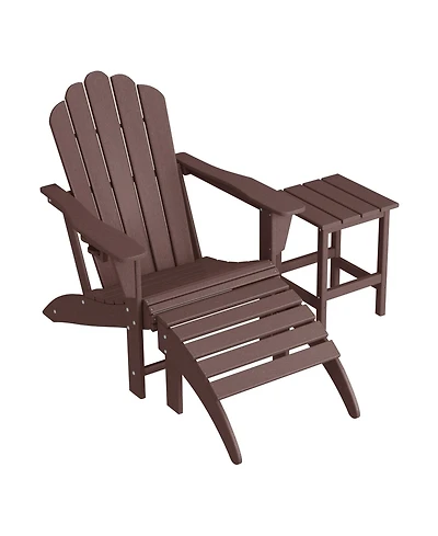 WestinTrends 3-Piece Adirondack Chair with Cup Holder and Folding Ottoman Table Set