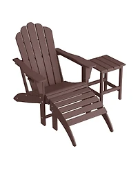 WestinTrends 3-Piece Adirondack Chair with Cup Holder and Folding Ottoman Table Set
