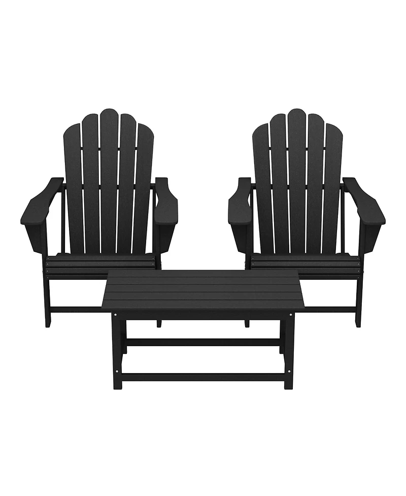 WestinTrends 3-Piece Adirondack Chairs with Cup Holders and Coffee Table Set