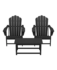 WestinTrends 3-Piece Adirondack Chairs with Cup Holders and Coffee Table Set