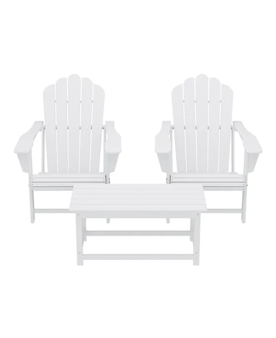 WestinTrends 3-Piece Adirondack Chairs with Cup Holders and Coffee Table Set