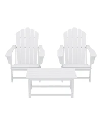 WestinTrends 3-Piece Adirondack Chairs with Cup Holders and Coffee Table Set