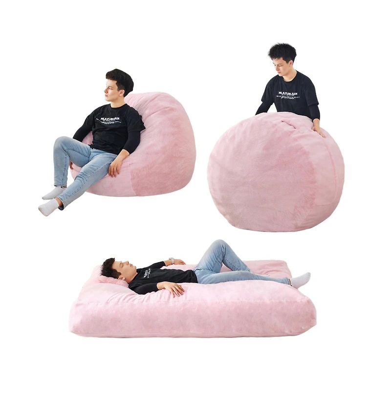 Giant Bean Bag Chair That Turns Into a Bed, Soft Convertible Floor Sofa for Bedroom or Gaming Room -The Pop Home