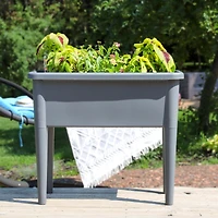 Self-Watering Raised Garden Bed with Cloche Cover - 30" W x 14.5" D x 33" H - Gray