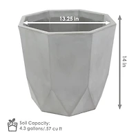 Indoor/Outdoor Modern Faceted Polyresin Flower Pot Planter