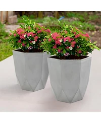 Indoor/Outdoor Modern Faceted Polyresin Flower Pot Planter - 14.75"