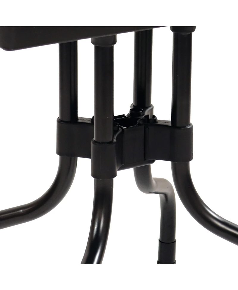 Outdoor Square Polypropylene Top Dining Table with Curved Iron Legs - Black - 28.75"