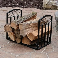 Indoor/Outdoor Heavy-Duty Powder-Coated Steel Fire Pit or Fireplace Firewood Log Rack Holder - 2' - Black