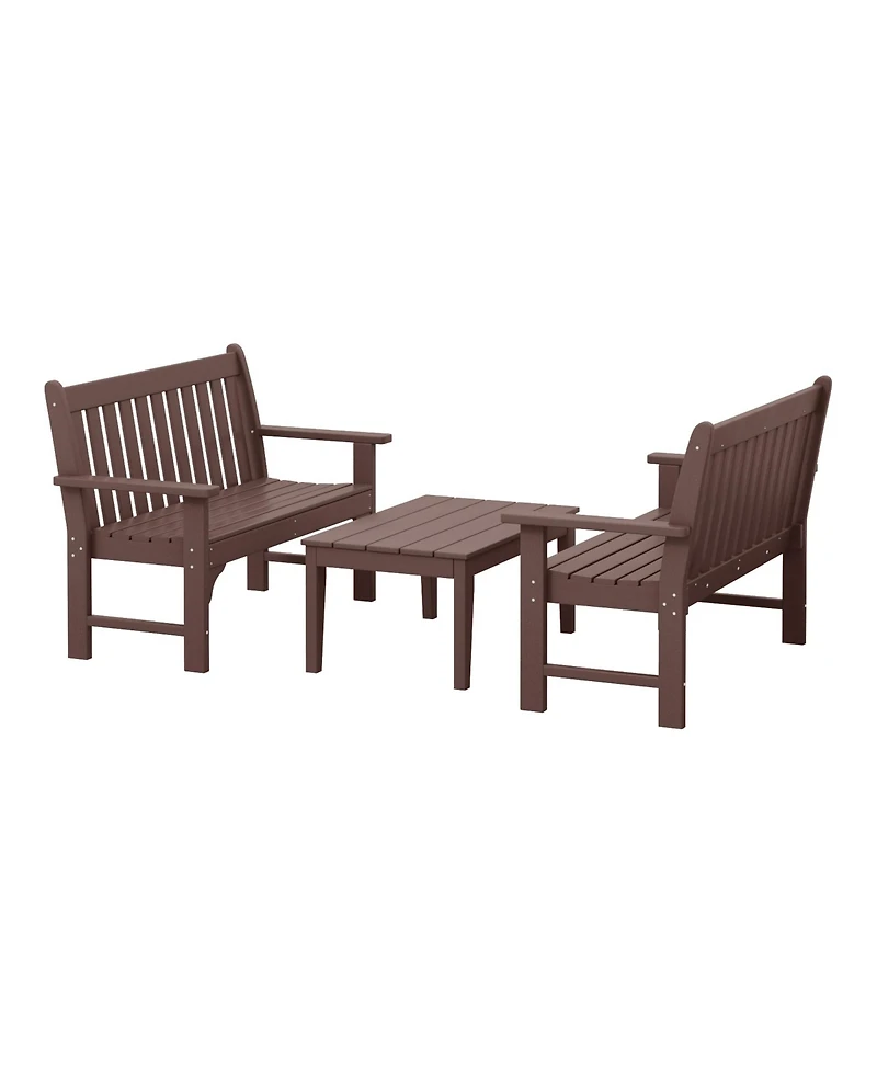 WestinTrends 3-Piece Hdpe Outdoor Patio Furniture Couch and Coffee Table Set