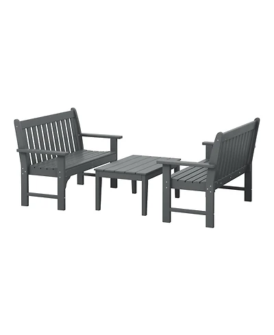 WestinTrends 3-Piece Hdpe Outdoor Patio Furniture Couch and Coffee Table Set