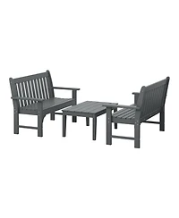 WestinTrends 3-Piece Hdpe Outdoor Patio Furniture Couch and Coffee Table Set