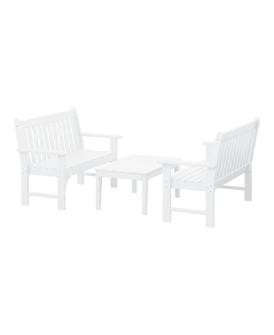 WestinTrends 3-Piece Hdpe Outdoor Patio Furniture Couch and Coffee Table Set