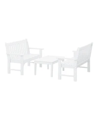 WestinTrends 3-Piece Hdpe Outdoor Patio Furniture Couch and Coffee Table Set