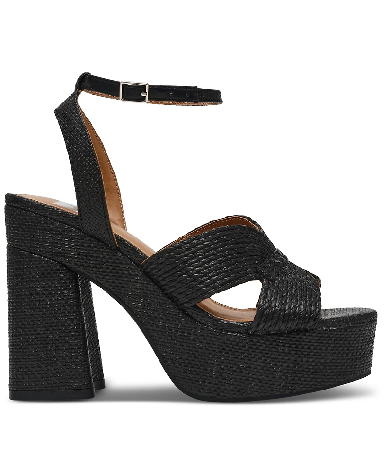 Dv Dolce Vita Women's Waylan Raffia Platform Crossband Dress Sandals