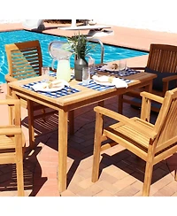 Outdoor Solid Teak Wood with Stained Finish Rectangular Patio Dining Table - 48" - Light Brown
