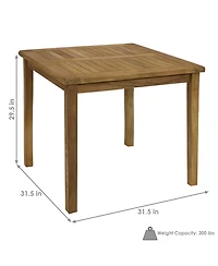 Outdoor Solid Teak Wood with Light Stained Finish Square Patio Dining Table - 32" - Light Brown