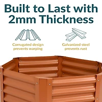 Raised Powder-Coated Steel Hexagon Planter Garden Bed Kit for Plants, Flowers, Vegetables and Herbs - 41" W x 16" Deep