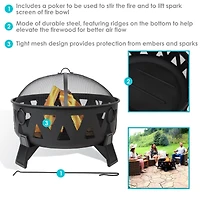 Sunndyaze Outdoor Steel Fire Pit Nordic Inspired, 34-Inch