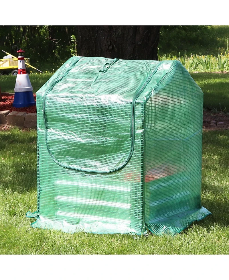 Steel Raised Garden Bed with Greenhouse Cover - Green