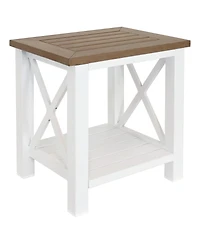 Farmhouse Multi-Purpose Rustic Side Table with Shelf - Brown/White