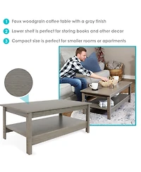 Mdf Indoor Coffee Table with Lower Shelf - 16" H - Thunder Gray