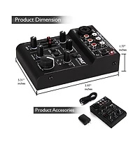 Pyle 3-Channel Usb Audio/Sound Mixer with Rechargeable Battery