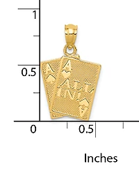 14k Gold Charm, Ace of Hearts and Spades All In Charm