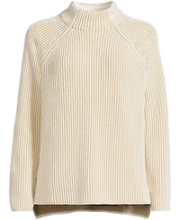Lands' End Women's Drifter Two Color Shaker Mock Neck Sweater