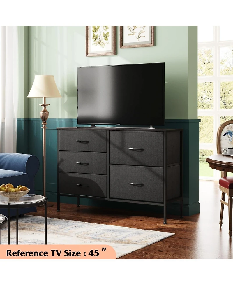 Wlive Dresser for Bedroom with 5 Drawers Wide Drawer Organizers Chest of Fabric Living Room Closet Hallway