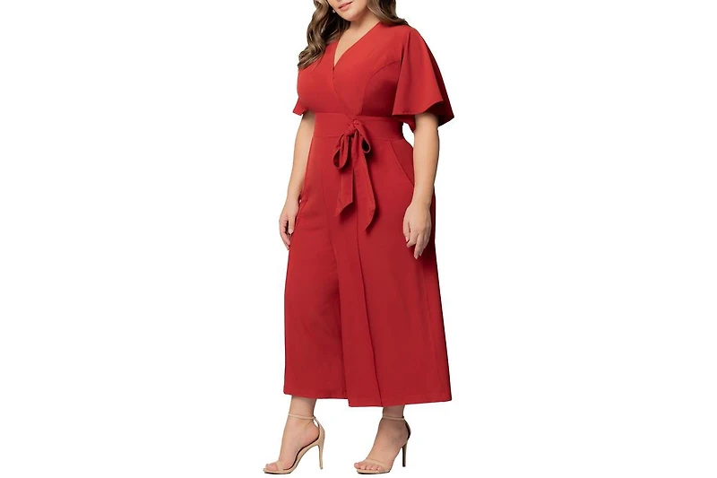 Kiyonna Plus Size Evelyn Cropped Wide Leg Jumpsuit
