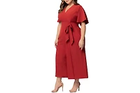 Kiyonna Plus Size Evelyn Cropped Wide Leg Jumpsuit